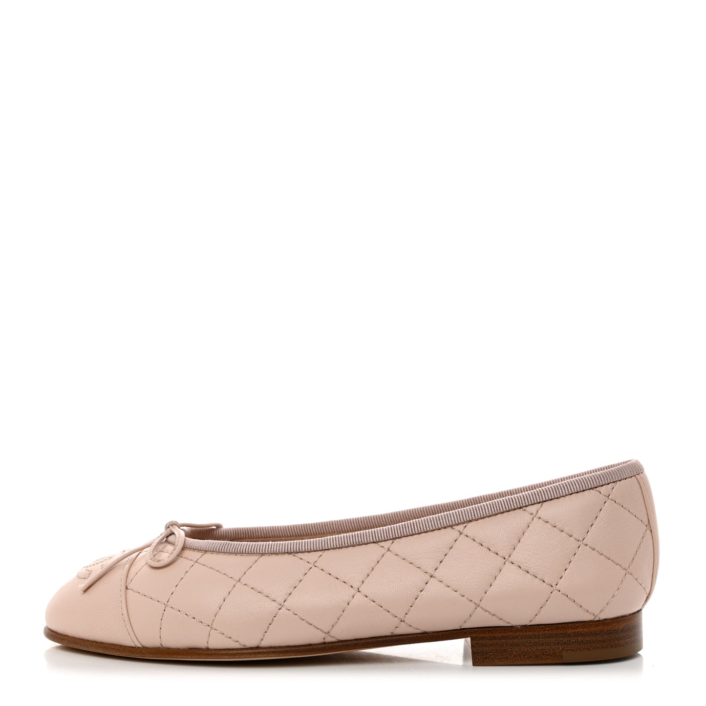 Lambskin Quilted CC Cap Toe Ballerina Flats 35 Light Pink