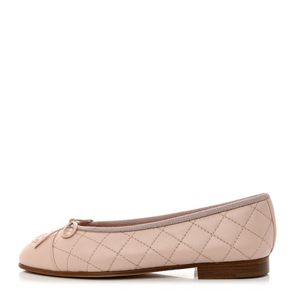 Chanel Lambskin Quilted CC Cap Toe Ballerina Flats 35 Light Pink 1 of 9