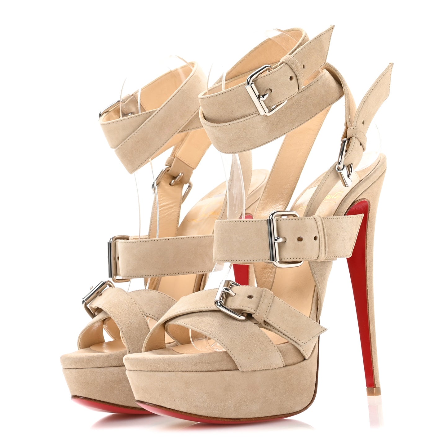 Suede Toutenkaboucle 150 Platform Sandals 38 Taupe Tirilo