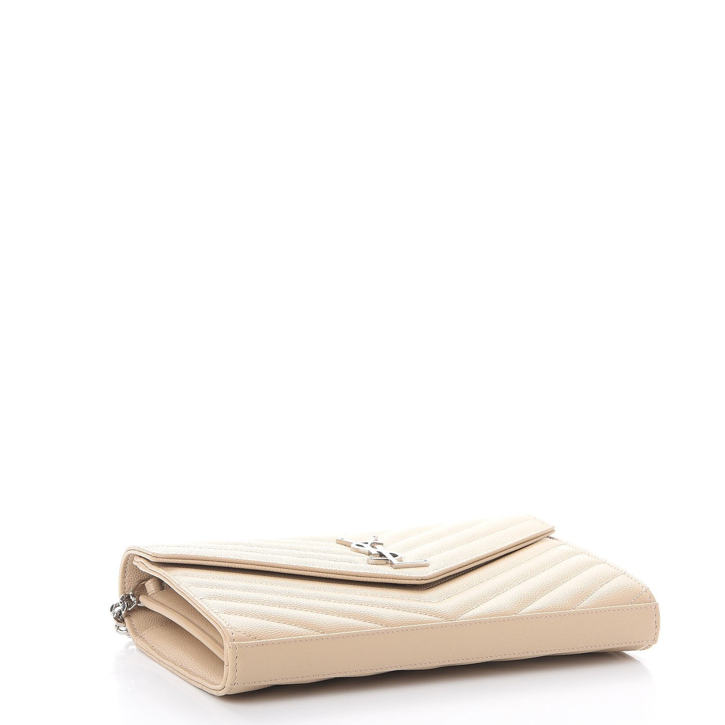 Grain De Poudre Matelasse Chevron Monogram Chain Wallet Nude Powder