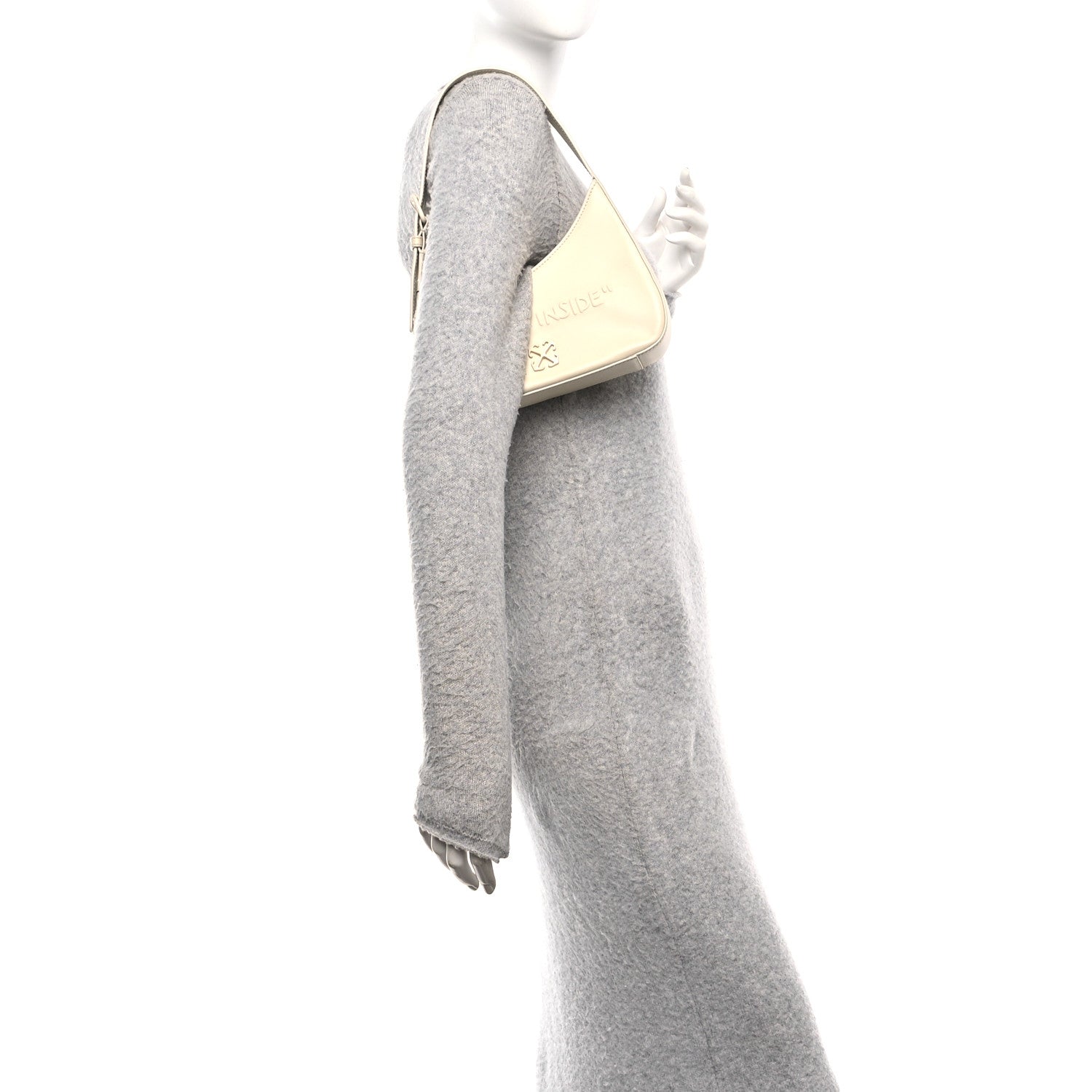 Off-White Calfskin 3D Glam Inside Jitney Shoulder Bag Beige 2 of 8