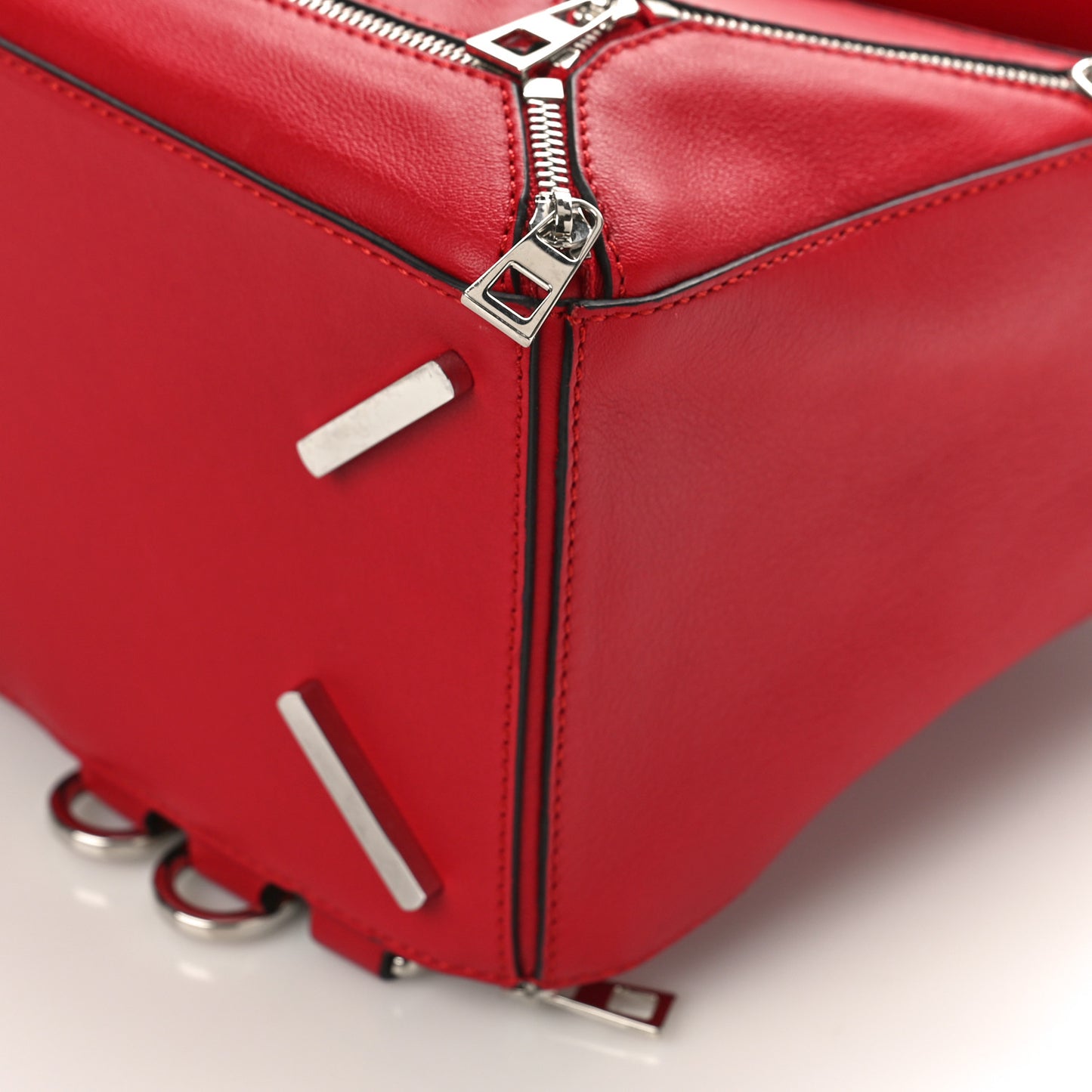 Calfskin Zipper Puzzle Bag Red