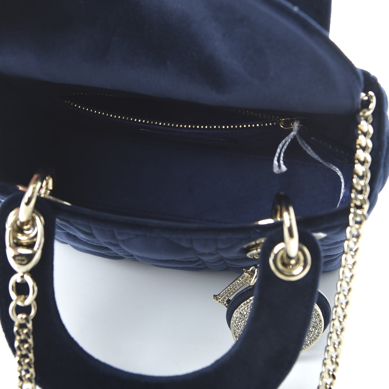 Christian Dior Velvet Mini Lady Dior Navy Blue 5 of 9