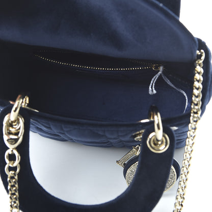 Christian Dior Velvet Mini Lady Dior Navy Blue 5 of 9