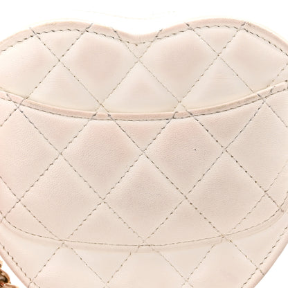 Chanel Lambskin Quilted CC In Love Heart Clutch With Chain White 11 of 12
