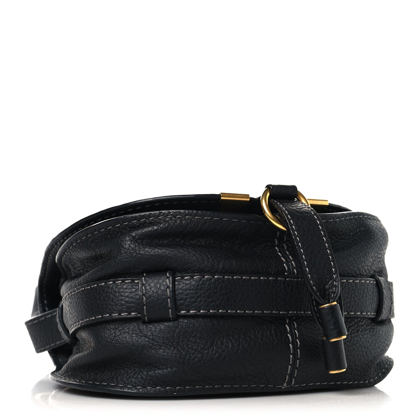 Calfskin Mini Marcie Round Crossbody Bag Black