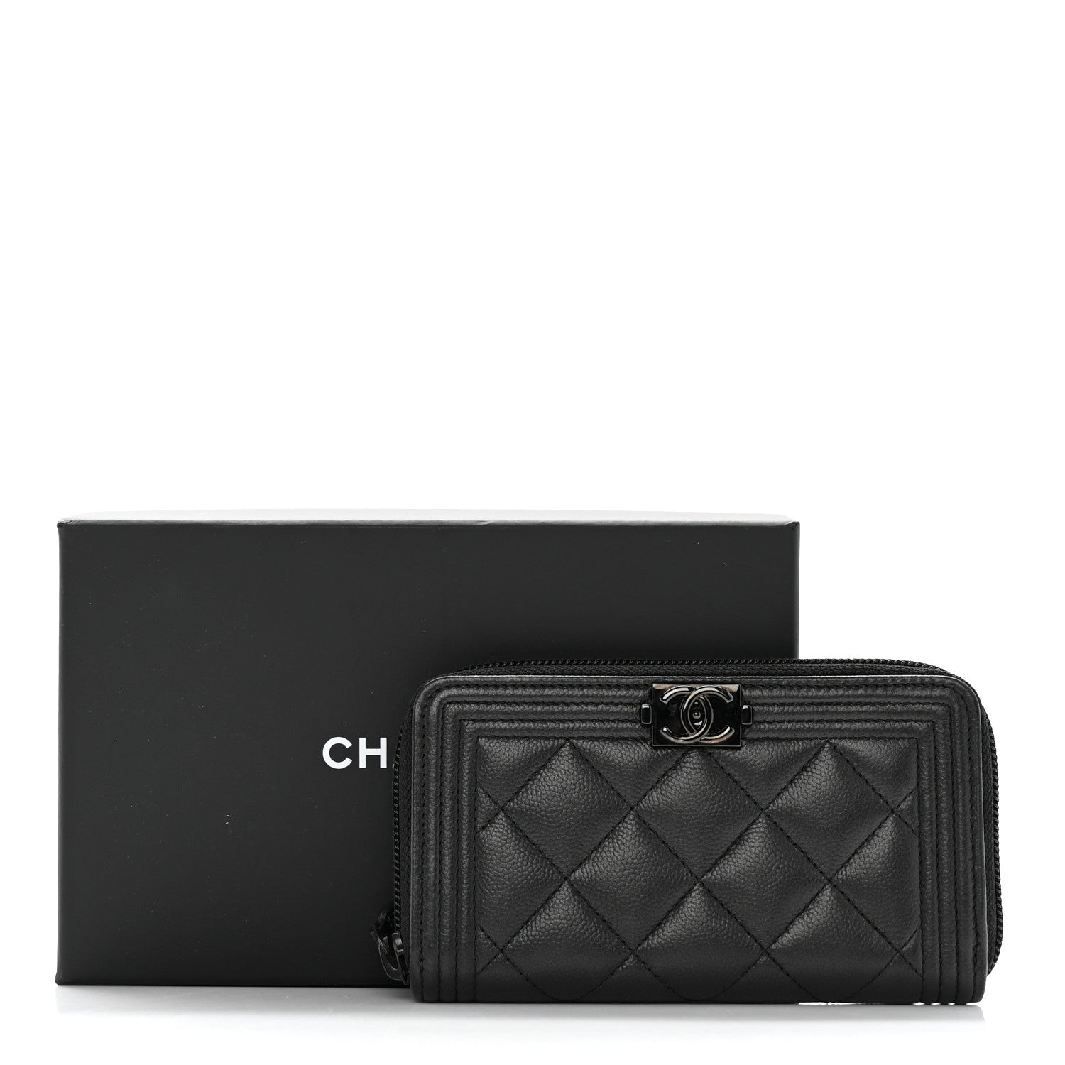 Chanel Caviar Quilted Small Boy Zip Around Wallet So Black 14 of 14