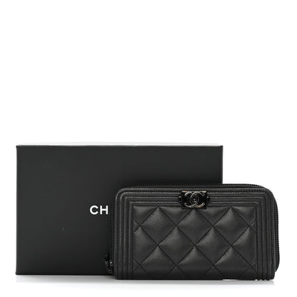 Chanel Caviar Quilted Small Boy Zip Around Wallet So Black 14 of 14