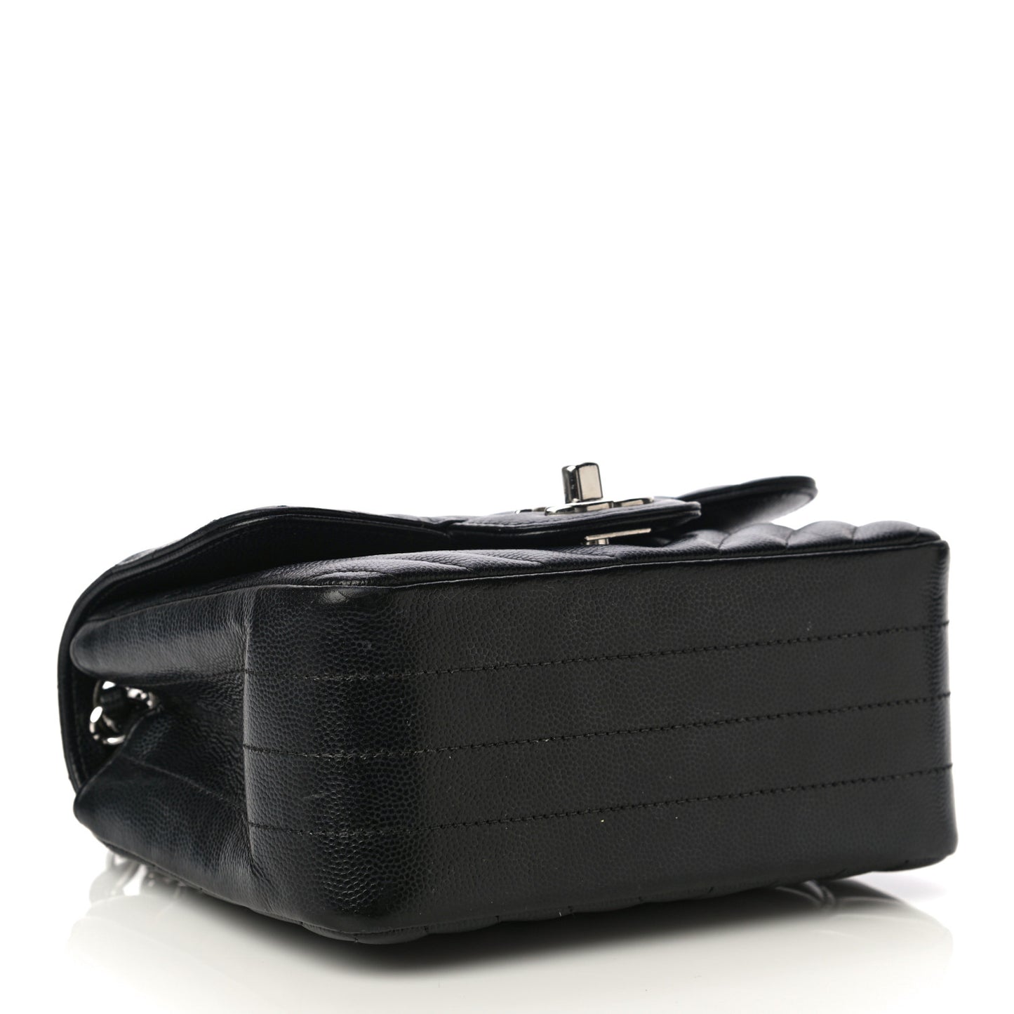 Caviar Chevron Quilted Mini Square Flap Black