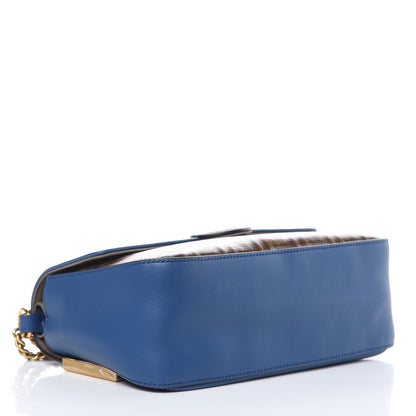 Fendi Vitello Grace Glazed Fabric FF 1974 Double F Shoulder Bag Iris Mogano Panna 4 of 10