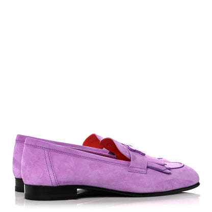 Hermes Suede Goatskin Womens Royal Loafers 36 Violet Parme 4 of 9