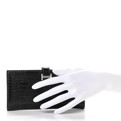 Hermes Shiny Alligator Bearn Wallet Graphite 2 of 9
