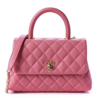 Chanel Caviar Lizard Embossed Quilted Mini Coco Handle Flap Pink 1 of 12