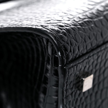 Saint Laurent Calfskin Crocodile Embossed Small Uptown Tote Black 10 of 23
