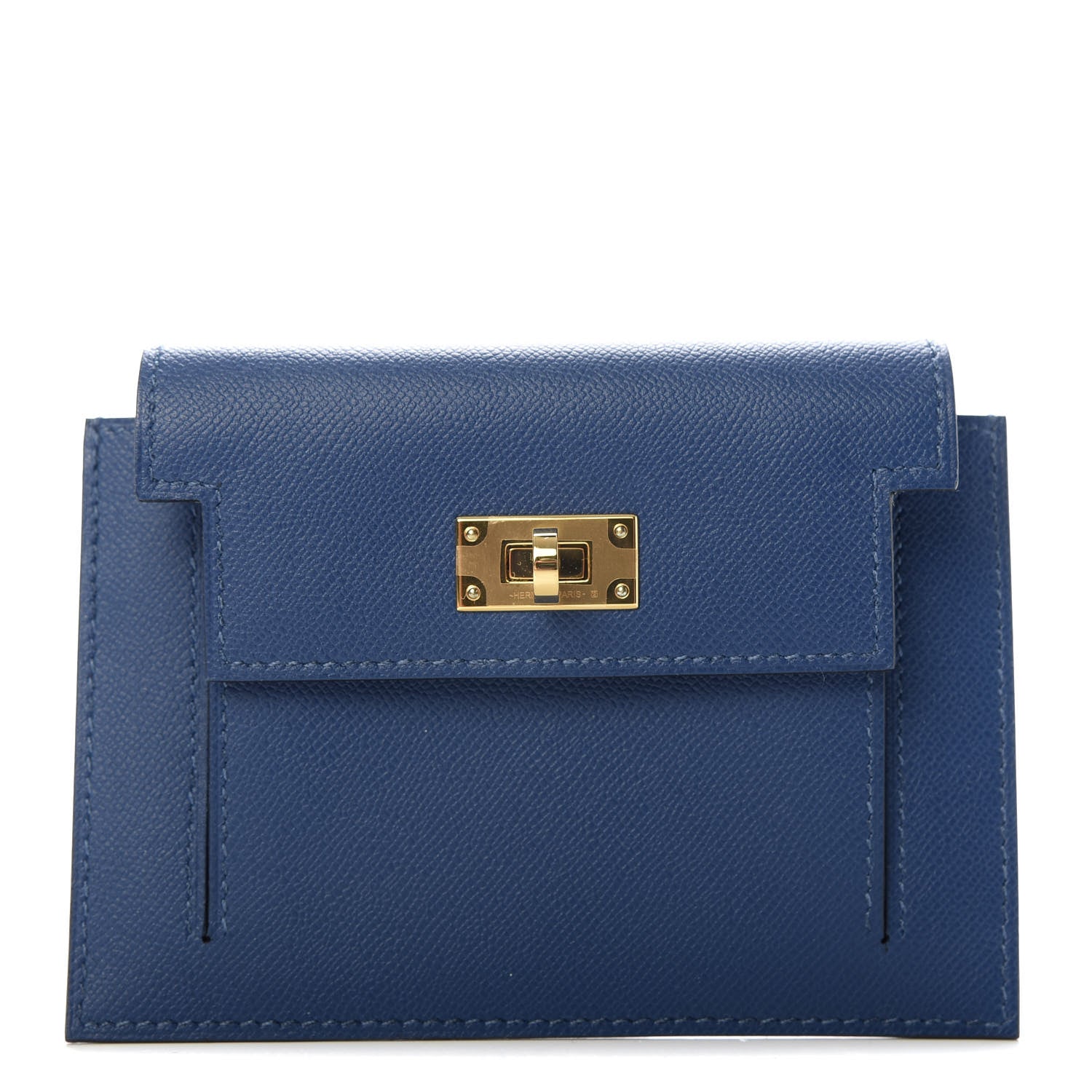 Hermes Madame Calfskin Kelly Pocket Compact Wallet Deep Bleu 1 of 7