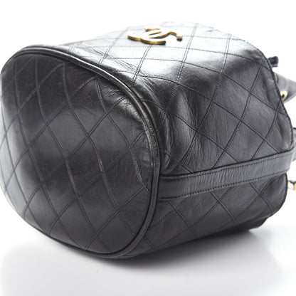 Chanel Lambskin Diamond Stitched CC Drawstring Shoulder Bag Black 10 of 10