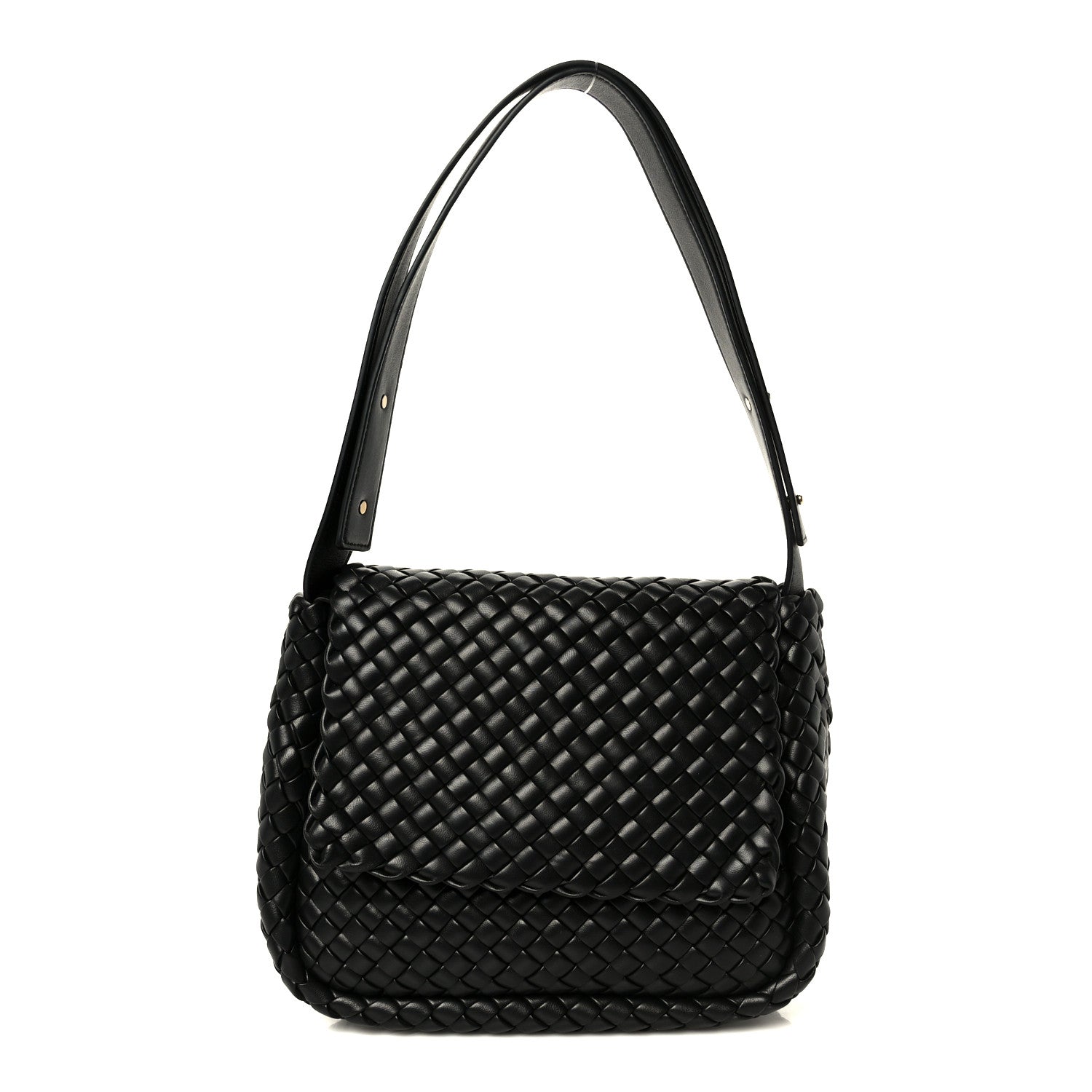 Bottega Veneta Nappa Intrecciato Small Cobble Messenger Bag Black 1 of 12
