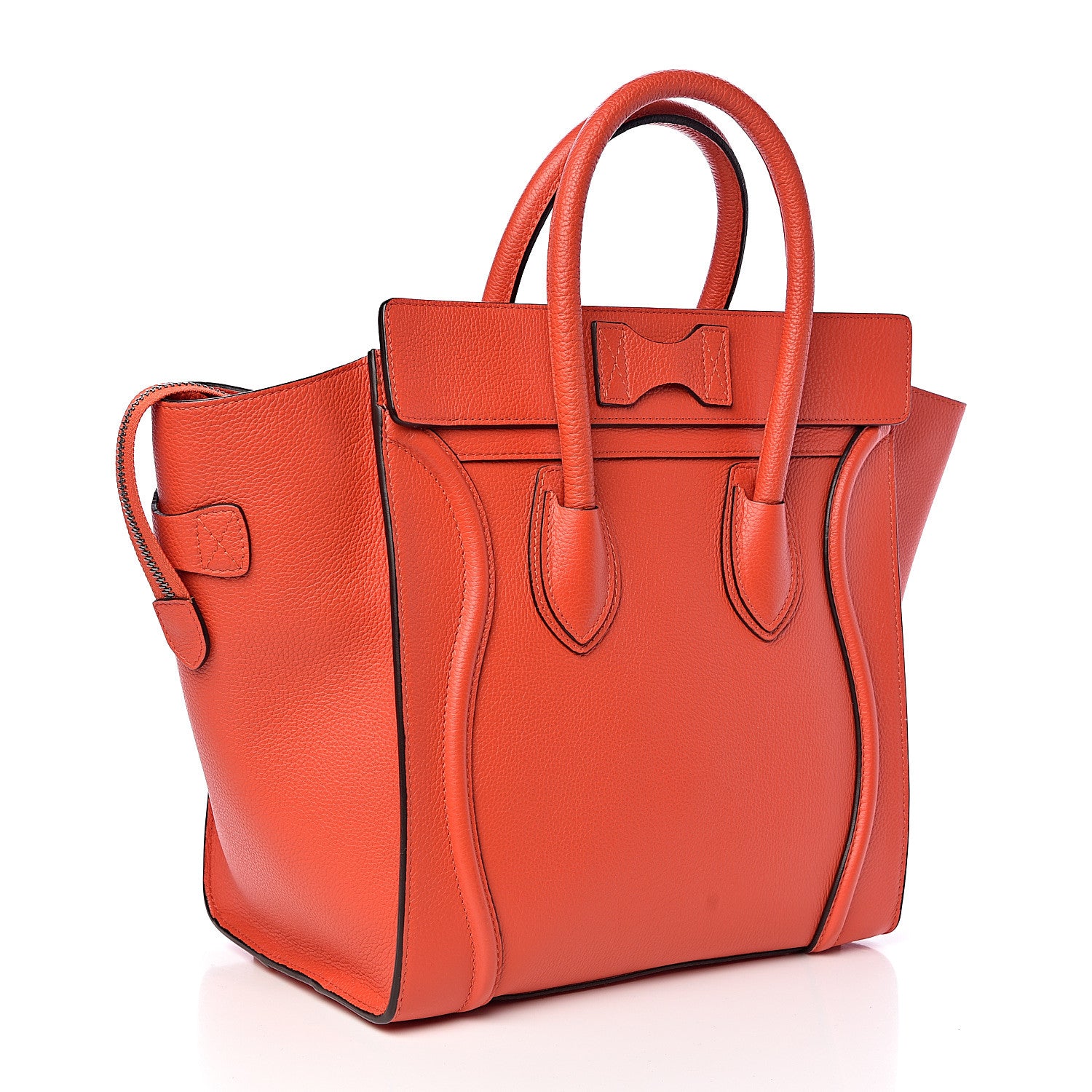 Celine Drummed Calfskin Mini Luggage Vermillion 3 of 10