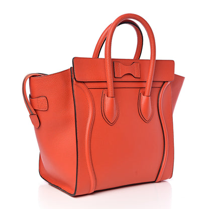 Celine Drummed Calfskin Mini Luggage Vermillion 3 of 10