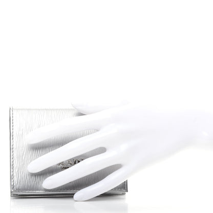 Prada Metallic Vitello Move Bi-Fold Wallet Cromo 2 of 8