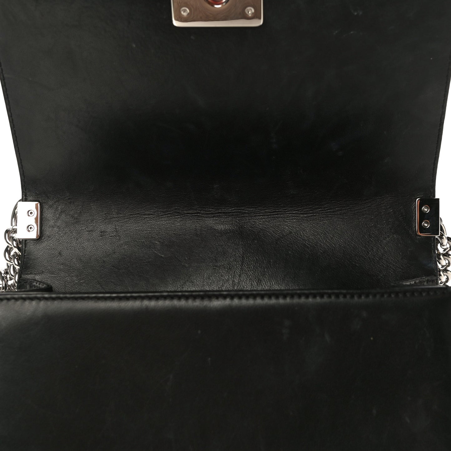 Lambskin Perforated Medium Boy Flap Black