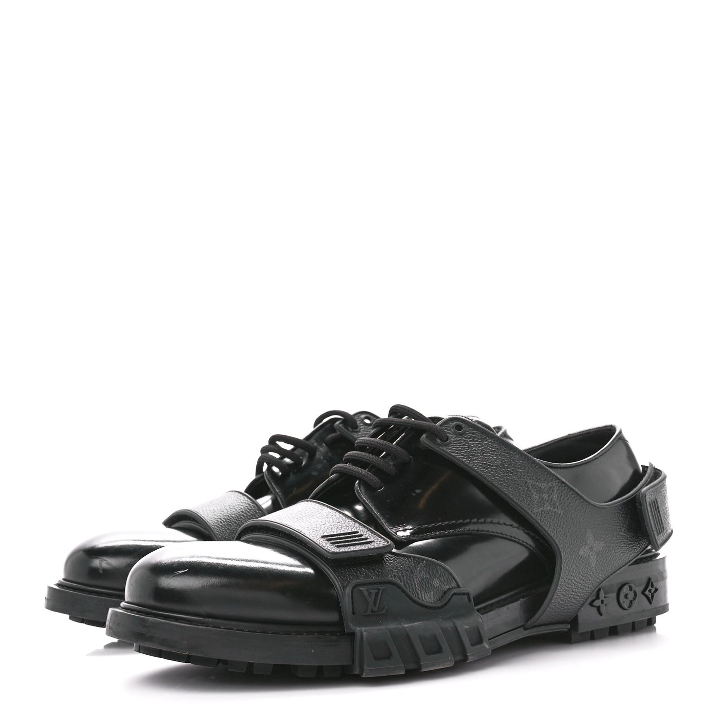 Monogram Eclipse Calfskin Mens Derby LV Derby Harness Shoes 8.5 Black
