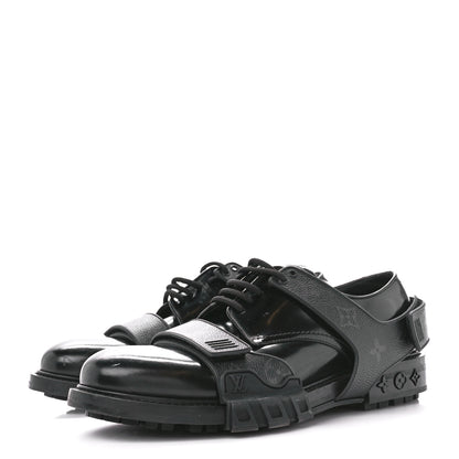 Louis Vuitton Monogram Eclipse Calfskin Mens Derby LV Derby Harness Shoes 8.5 Black 3 of 10