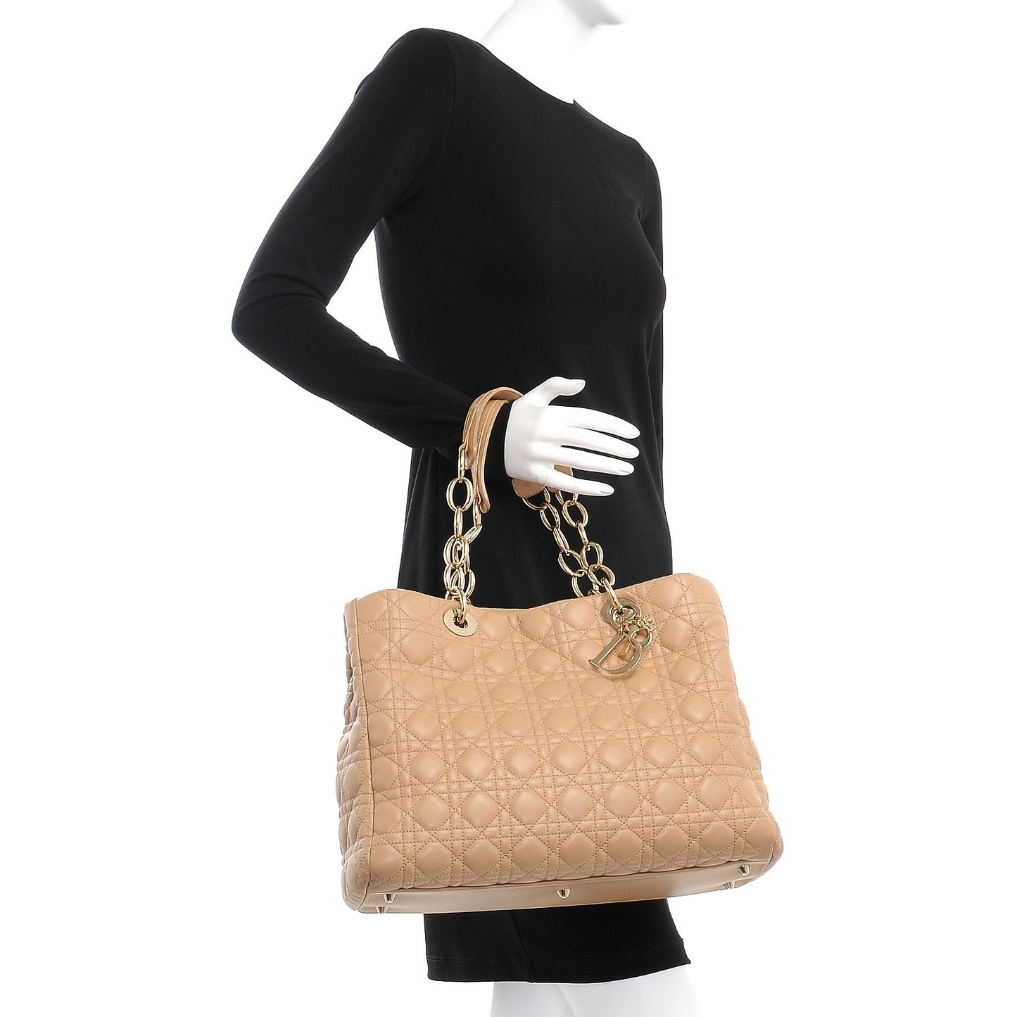 Lambskin Cannage Large Dior Soft Shopping Tote Beige