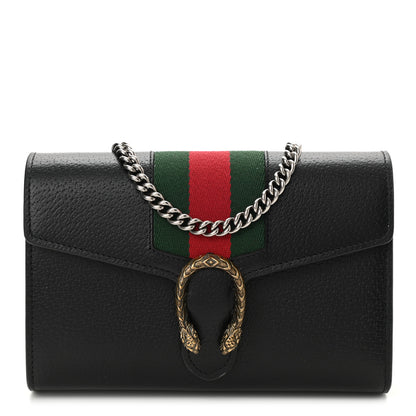 Gucci Calfskin Web Mini Dionysus Chain Wallet Black 1 of 8