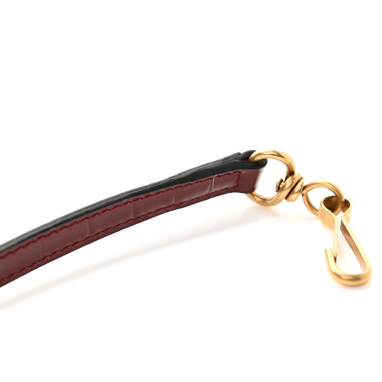 Semi Shiny Calfskin Crocodile Embossed Neo Classic Gold Hardware Mini City Dark Red