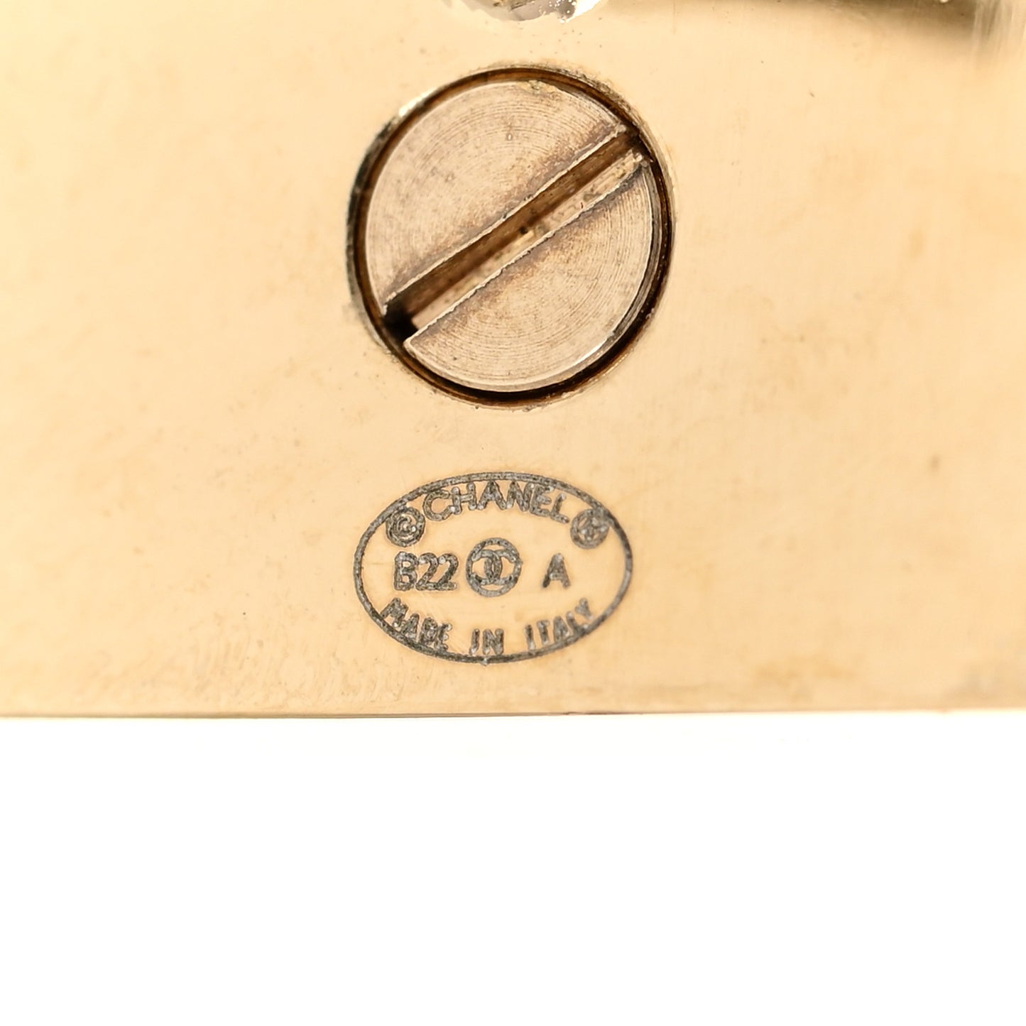 Metal 2.55 Logo Plate Earrings Gold