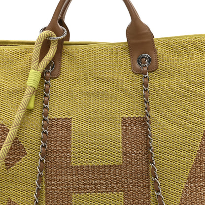 Chanel Mixed Fibers Large Shopping Bag Yellow Brown 8 of 11
