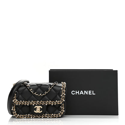 Chanel Lambskin Quilted Pearl Edge Mini Rectangular Flap Bag Black 11 of 11
