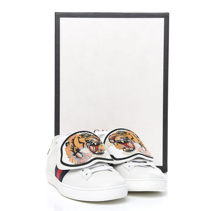 Gucci Calfskin Web Tiger Embroidered Womens Ace Sneakers 34.5 White 8 of 8
