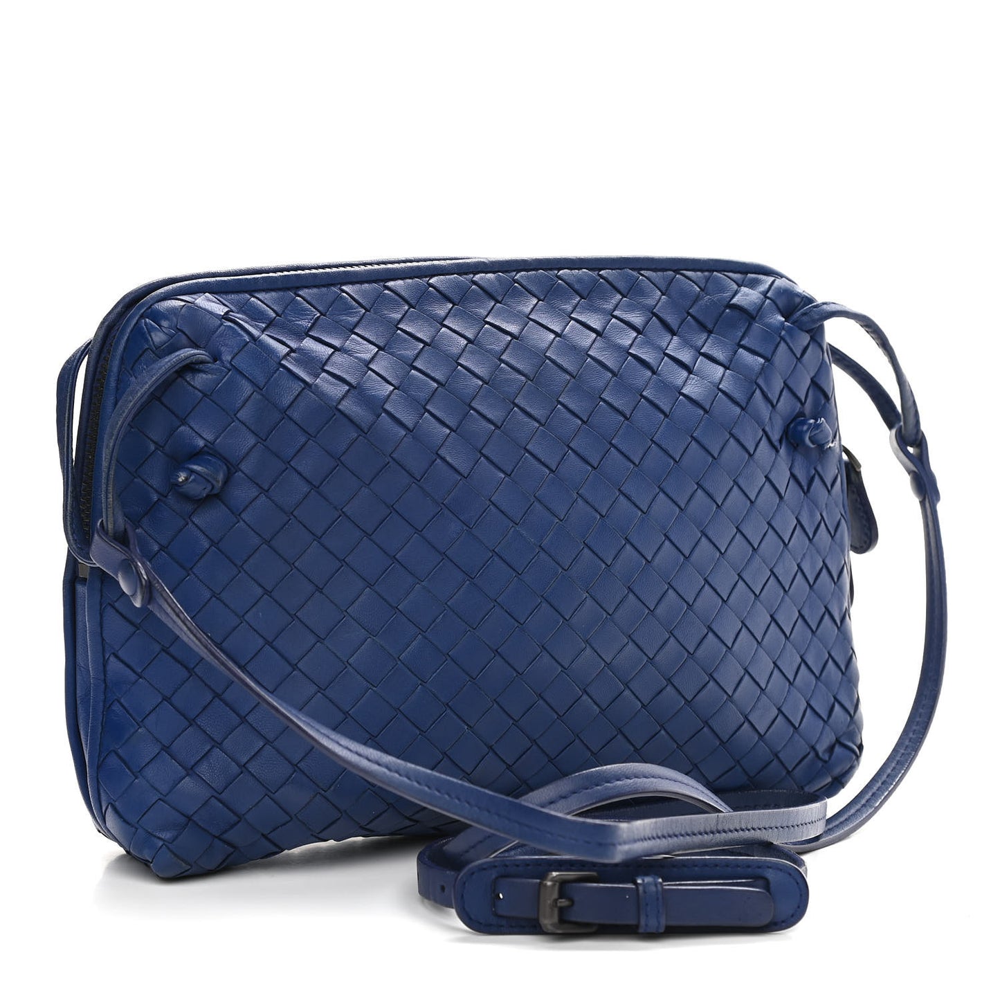 Nappa Intrecciato Nodini Crossbody Messenger Blue