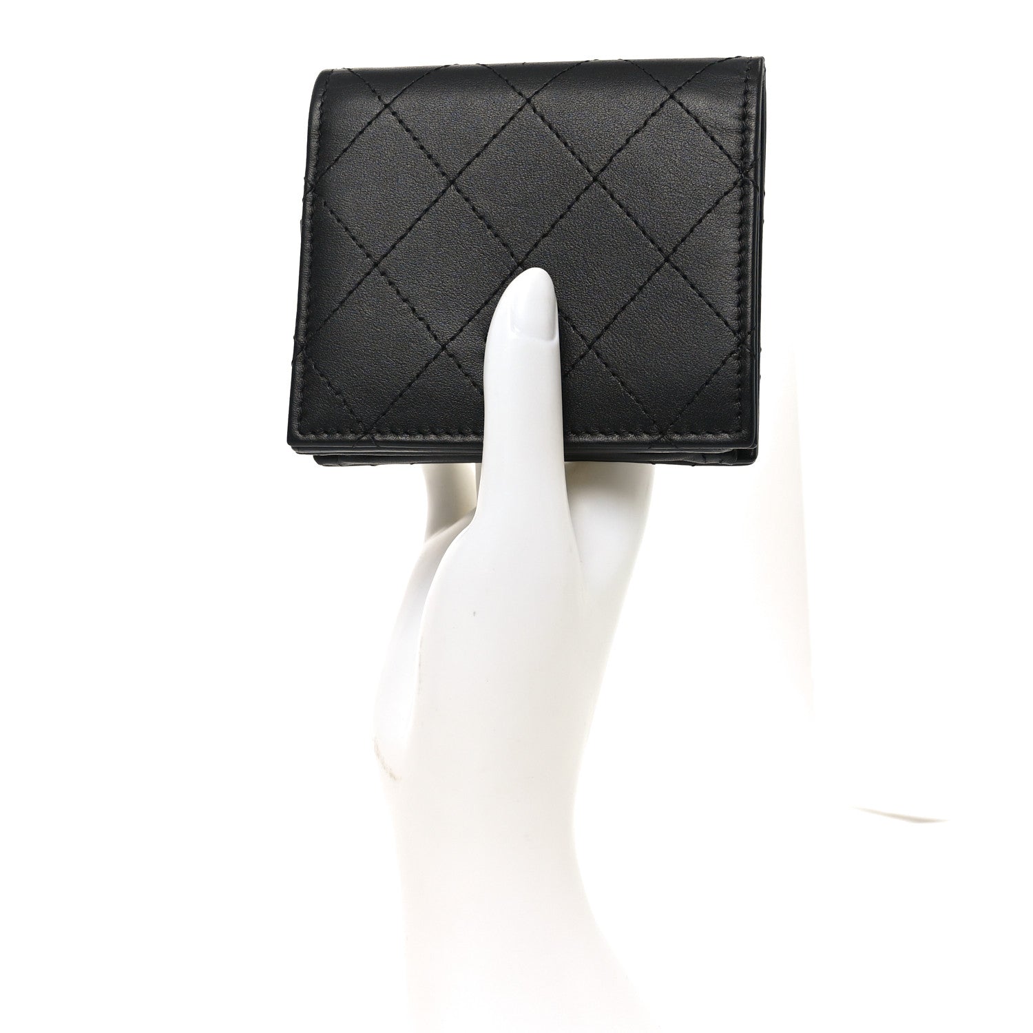 Chanel Calfskin Quilted Compact Bifold Wallet So Black 2 of 8