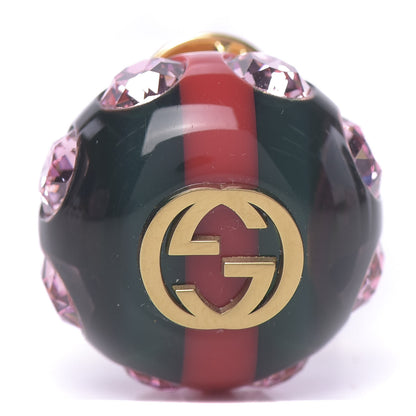 Gucci Crystal Resin Sylvie Vintage Web Brooch Green Red 1 of 5