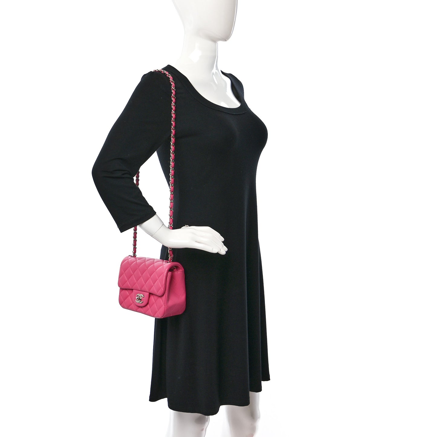 Lambskin Quilted Mini Square Flap Pink