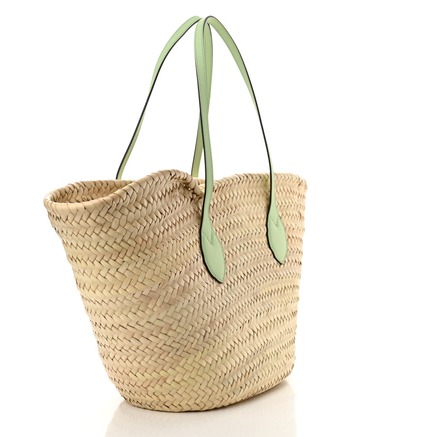 Gucci Straw Calfskin Plexiglass Small Logo Tote Pale Green 3 of 12