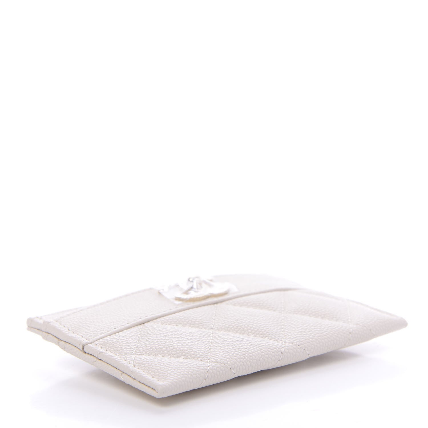 Chanel Metallic Caviar Quilted Vintage Mademoiselle Card Holder White 4 of 9