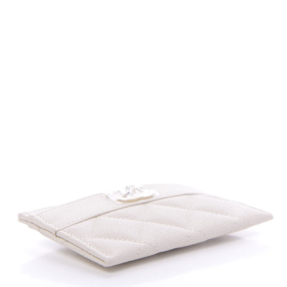 Chanel Metallic Caviar Quilted Vintage Mademoiselle Card Holder White 4 of 9