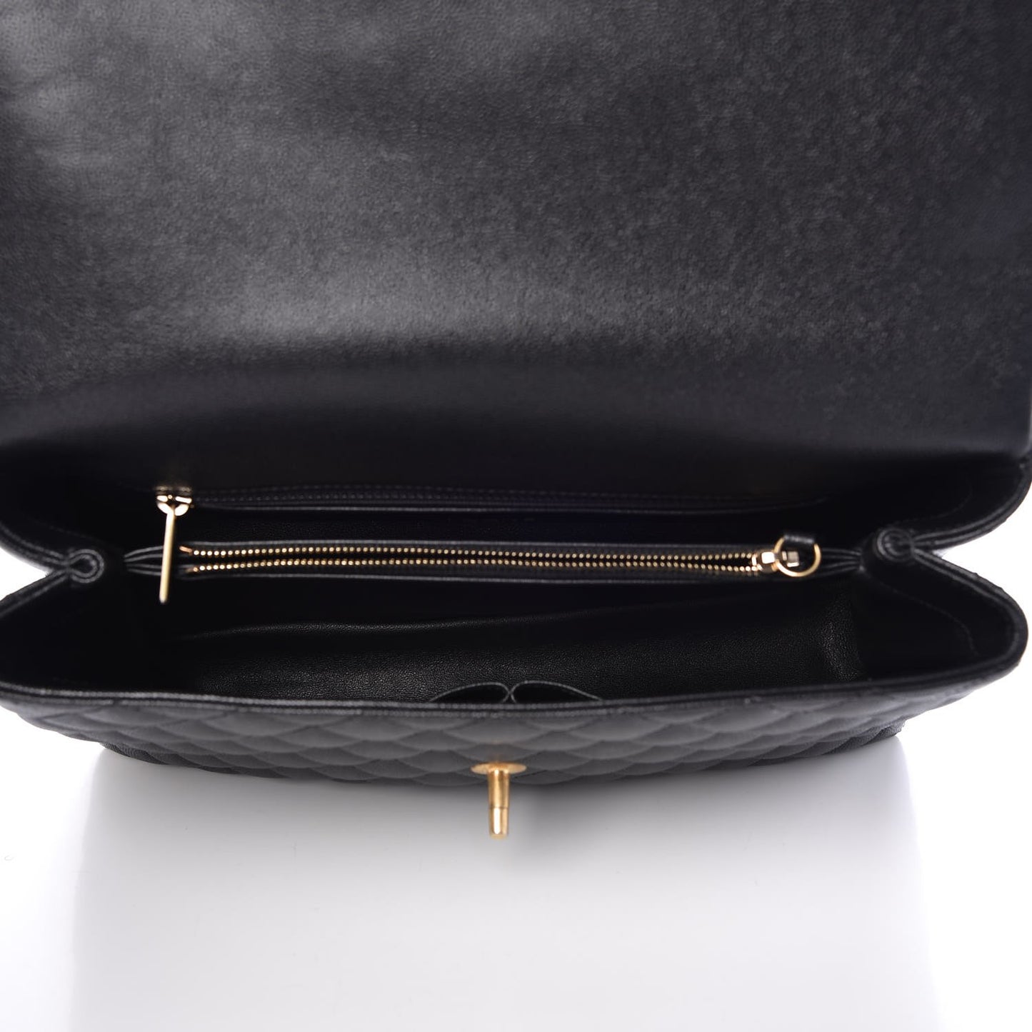 Caviar Elaphe Quilted Medium Coco Handle Flap Black Burgundy
