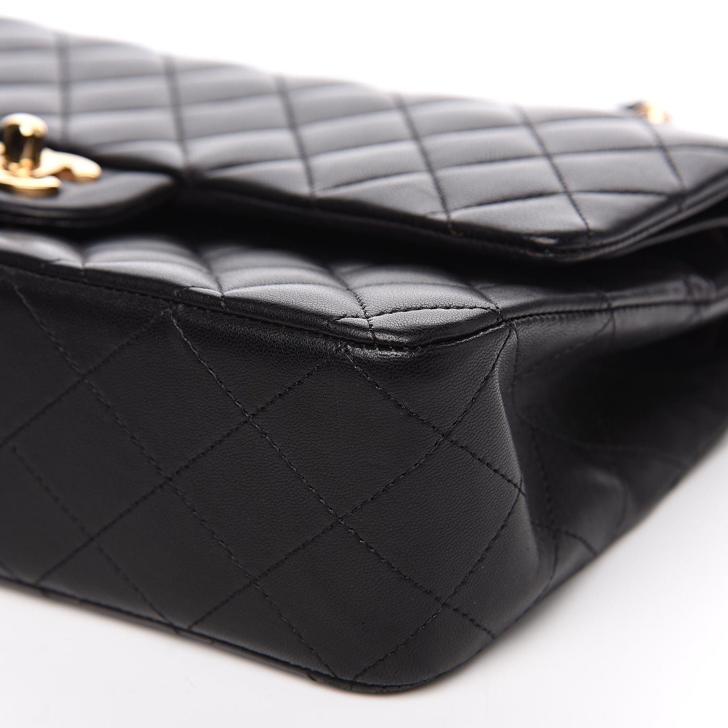 Lambskin Quilted Medium Double Flap Black