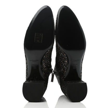 Saint Laurent Glitter Loulou Ankle Boots 39 Black Gold 5 of 8