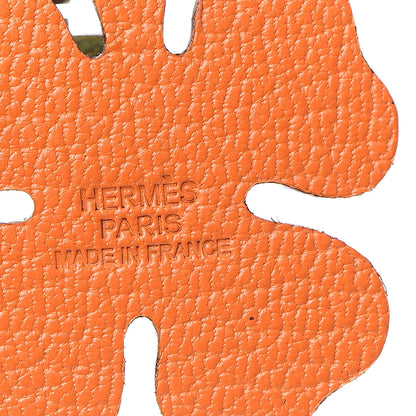 Hermes Chevre Mysore Lucky Clover Key Chain Bag Charm Vert Anis Orange 3 of 4