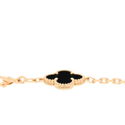 Van Cleef & Arpels 18K Yellow Gold Black Onyx 5 Motifs Vintage Alhambra Bracelet 5 of 6