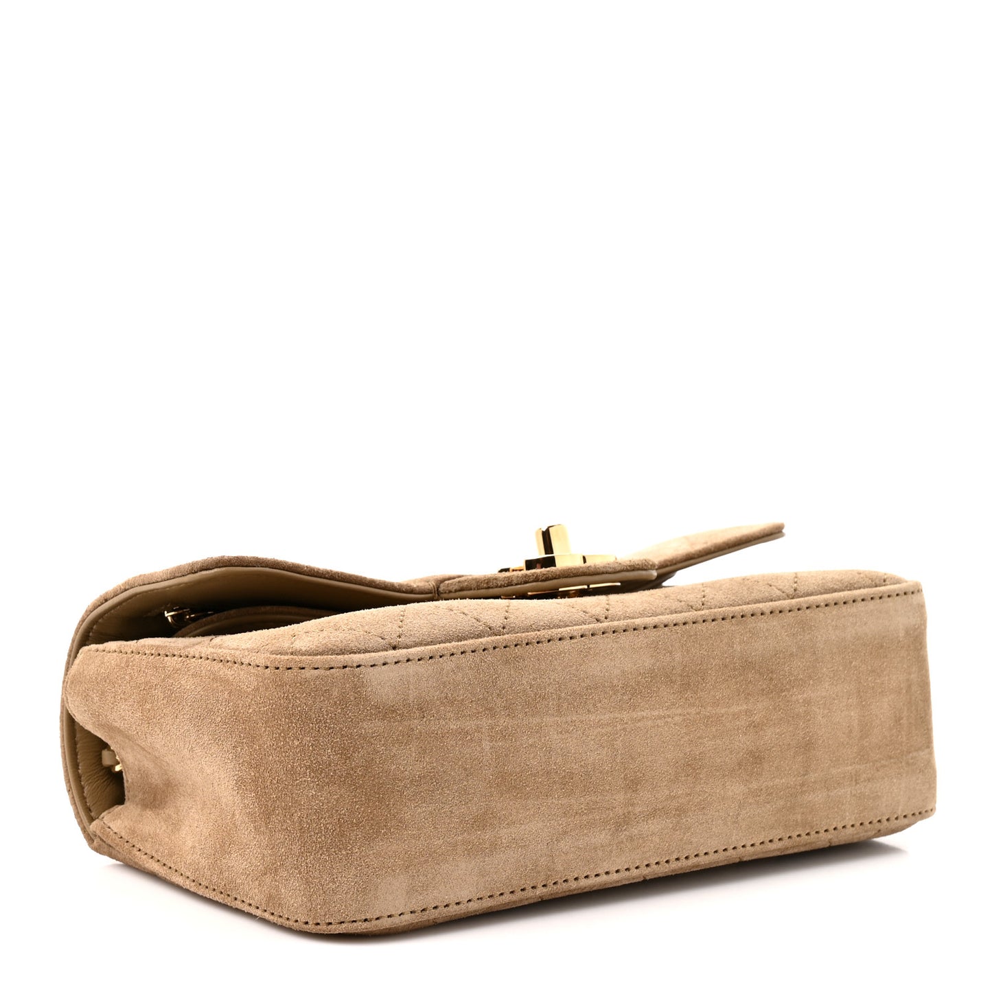 Suede Calfskin Mini Souplissimo Flap Dark Beige