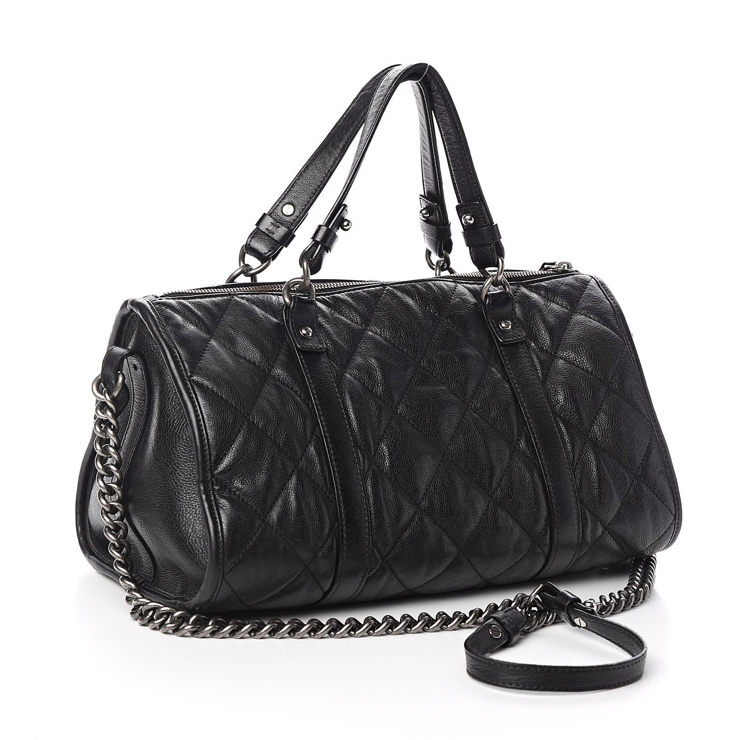 Chanel Calfskin Quilted Small Casual Riviera Bowling Bag Black 3 of 12