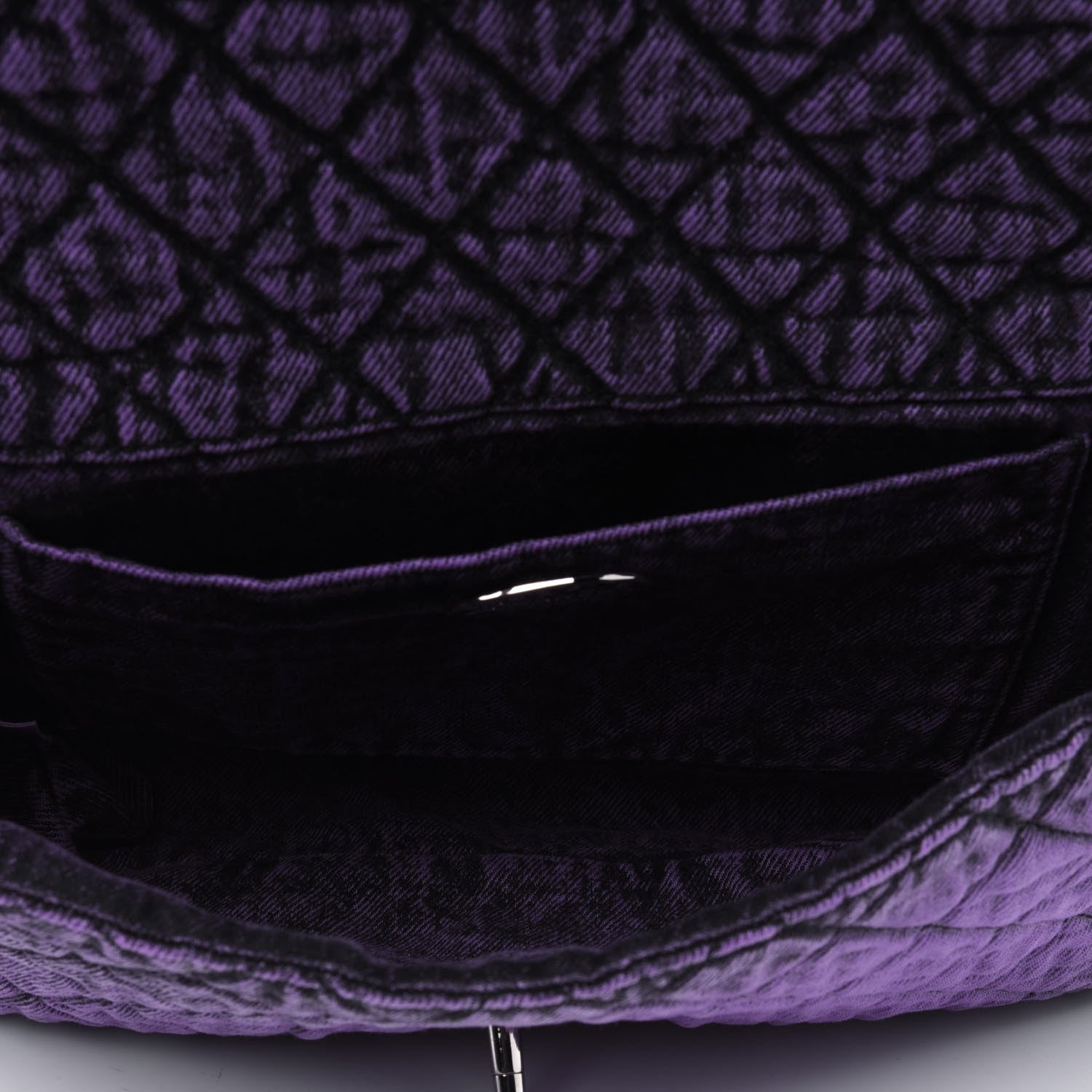 Chanel Denim Quilted Denimpression Flap Purple Black 3 of 3