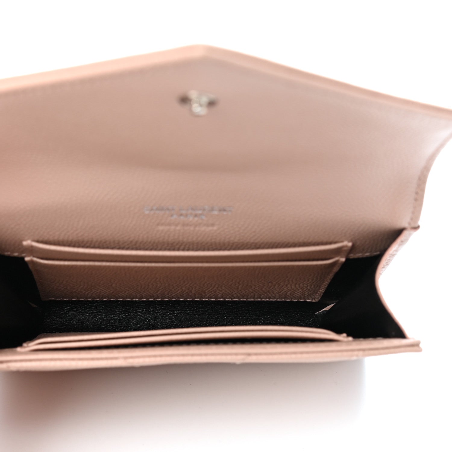 Saint Laurent Grain De Poudre Matelasse Chevron Small Monogram Envelope Wallet Pale Blush 4 of 4
